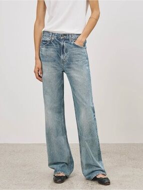 Nili Lotan Mitchell Relaxed Straight Leg Rigid Denim Jean Summer Wash Women’s 30